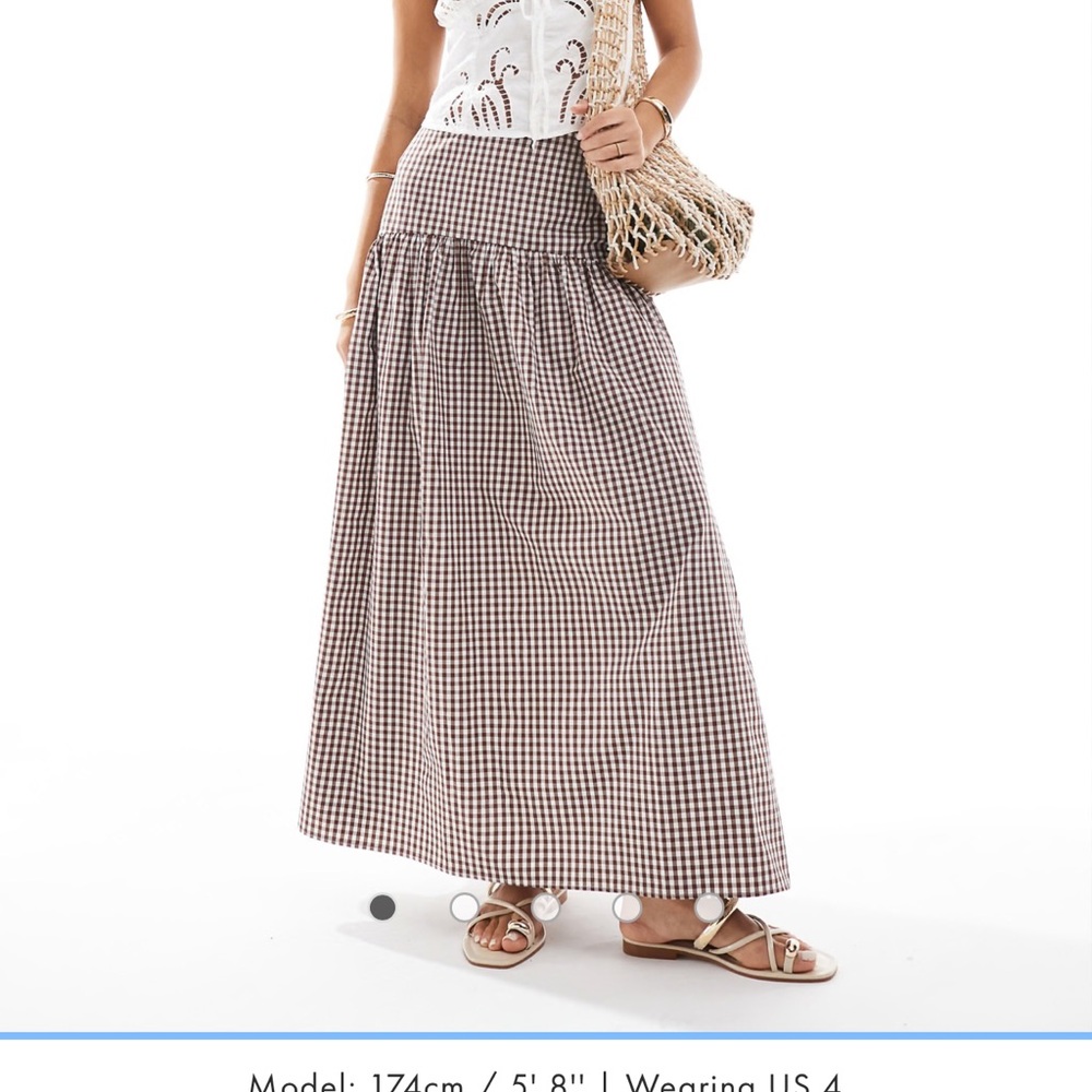 ASOS Brown Gingham Maxi Skirt